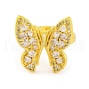 Butterfly Brass Micro Pave Cubic Zirconia Open Cuff Ring for Women RJEW-U003-29B-G-2