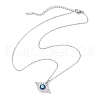Alloy Crystal Rhinestone Cable Chain Blue Enamel Eye Pendant Necklaces for Women NJEW-JN04977-02-4