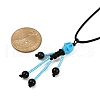 Halloween Theme Skeleton Glass Seed Beaded & Natural Black Onyx(Dyed & Heated) & Skull Dyed Synthetic Turquoise Pendant Necklaces NJEW-MZ00117-01-3