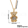 Brass Micro Pave Cubic Zirconia Cute Mini Cartoon Bear Pendant Necklaces for Women OL3242-8-1