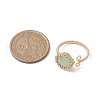 Copper Wire Wrapped Half Round Natural Green Aventurine Cuff Rings for Women RJEW-TA00137-02-3