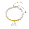 Natural Agate & ABS Plastic Imitation Pearl Braided Beaded Bracelets BJEW-JB11667-2