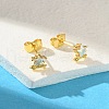 Brass Micro Pave Cubic Zirconia Stud Earrings For Women EJEW-B111-01G-02-3