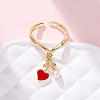 Brass Enamel Open Cuff Rings for Women RJEW-U057-19B-G-2