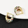 Oval Brass Micro Pave Colorful Cubic Zirconia Hoop Earrings EJEW-S277-10G-B-2