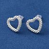 Heart 925 Sterling Silver Stud Earrings for Women EJEW-G372-02S-2