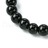 Halloween Theme 8.5mm Synthetic Black Stone Beaded Stretch Bracelets BJEW-JB10882-02-4