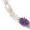 Round Gemstone & Shell Pearl Beaded Stretch Bracelets for Women BJEW-JB10666-4