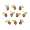 10Pcs Natural Red Jasper Flower Charms PALLOY-JF03765-01-1
