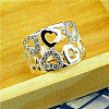 Heart Pattern Brass with Crystal Rhinestone Finger Rings for Women FS-WGDA7BB-01-3