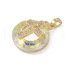 Brass Micro Pave Cubic Zirconia with Glass Pendents KK-Q815-01G-01-2