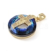 Brass Micro Pave Cubic Zirconia with Glass Pendents KK-Q815-01G-08-2