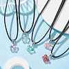Glass Butterfly Pendant Necklaces NJEW-JN04572-5