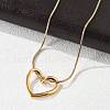 Ion Plating(IP) 304 Stainless Steel Hollow Heart Pendant Necklace with Round Snake Chains NJEW-M202-05G-2