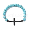 Round Synthetic Turquoise Bead Stretch Bracelets BJEW-F493-05EB-02-2