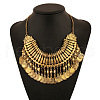 Tibetan Style Zinc Alloy Coin Tassel Chunky Bib Necklaces for Women FS-WG2495A-02-6