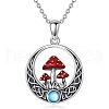 Red Moonstone Mushroom Pendant Necklaces PW-WG005C5-01-1