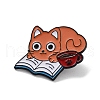 Bookish Cat Shape Alloy Enamel Pin Brooches JEWB-C029-04B-EB-1