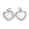 Natural Shell & Brass Heart Charms with Jump Rings KK-P275-08P-1