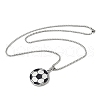 304 Stainless Steel Black Enamel Football Pendant Box Chain Necklaces NJEW-H055-05P-4