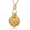 Golden Tone Brass Hollow Round Cage Pendants KK-J235-08G-2