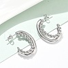 304 Stainless Steel Twist C-Shaped Stud Earrings EJEW-Z098-17P-3