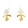 925 Sterling Silver with Cubic Zirconia Stud Earring Findings EJEW-B038-19G-1