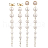 2 Pairs Shell Pearl Tassel Stud Earrings for Women EJEW-JE06195-1