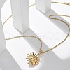 304 Stainless Steel Sunflower Pendant Box Chain Necklaces for Women NJEW-R011-01G-1