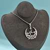 304 Stainless Steel Hollow Crescent Moon Pendant Box Chain Necklaces NJEW-M086-02P-5