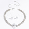 Alloy Micro Pave Cubic Zirconia Chain Neckalces & Studs Earrings Sets WGE92C8-01-3