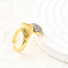 Brass Micro Pave Cubic Zirconia Cuff Rings for Women RJEW-F184-04GP-4