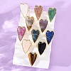 Heart Natural Gemstone Finger Rings RJEW-M076-03G-1