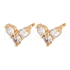 Brass Micro Pave Clear Cubic Zirconia Stud Earrings for Women EJEW-G428-25G-03-4