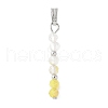 Faceted Round Natural Quartz Crystal & Gold Rutilated Quartz & Yellow Opal Beaded Pendants PALLOY-JF03529-04-1
