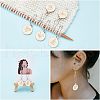 8Pcs 8 Style Flat Round with Flower Wood Charms Locking Stitch Marker HJEW-WH0042-32-4