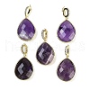 Natural Amethyst Faceted Teardrop Pendants G-B126-04G-07-1