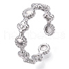 Non-Tarnish 304 Stainless Steel Flower & Flat Round Wrap Open Cuff Ring RJEW-T023-75P-3