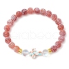 Synthetic Moonstone & Frosted Natural Weathered Agate Beads Stretch Bracelets for Women BJEW-JB11333-04-2