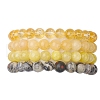 4Pcs Constellation 8mm Round Natural Topaz Jade & Dyed Yellow Jade & Picasso Jasper BJEW-JB10637-1