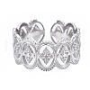 Non-Tarnish 304 Stainless Steel Oval with Rhombus Wrap Open Cuff Ring RJEW-T023-22P-1