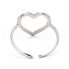 304 Stainless Steel Open Heart Cuff Ring for Women RJEW-C025-22P-2