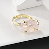 Natural Rose Quartz Finger Rings RJEW-B122-01G-06-3