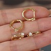 Teardrop Brass Clear Cubic Zirconia Hoop Earrings FS-WG02AD4-01-3