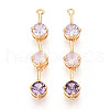 Brass Micro Pave Clear Cubic Zirconia Pendants KK-N267-01A-G-1