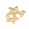 Brass Crystal Rhinestone Letter Links Connector Charms KK-S395-06G-G-2