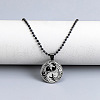 Flat Round with Yin-yang Dragon 201 Stainless Steel Enamel Pendant Necklaces FS-WG9F251-01-1