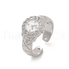 Brass Micro Pave Clear Cubic Zirconia with Enamel Cuff Rings RJEW-Z094-01P-01-4