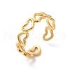 Ion Plating(IP) 304 Stainless Steel Hollow Heart Open Cuff Ring for Women RJEW-K245-28G-3