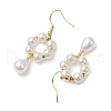 Plastic Pearl with Brass Dangle Earrings for Women EJEW-JE05991-4
